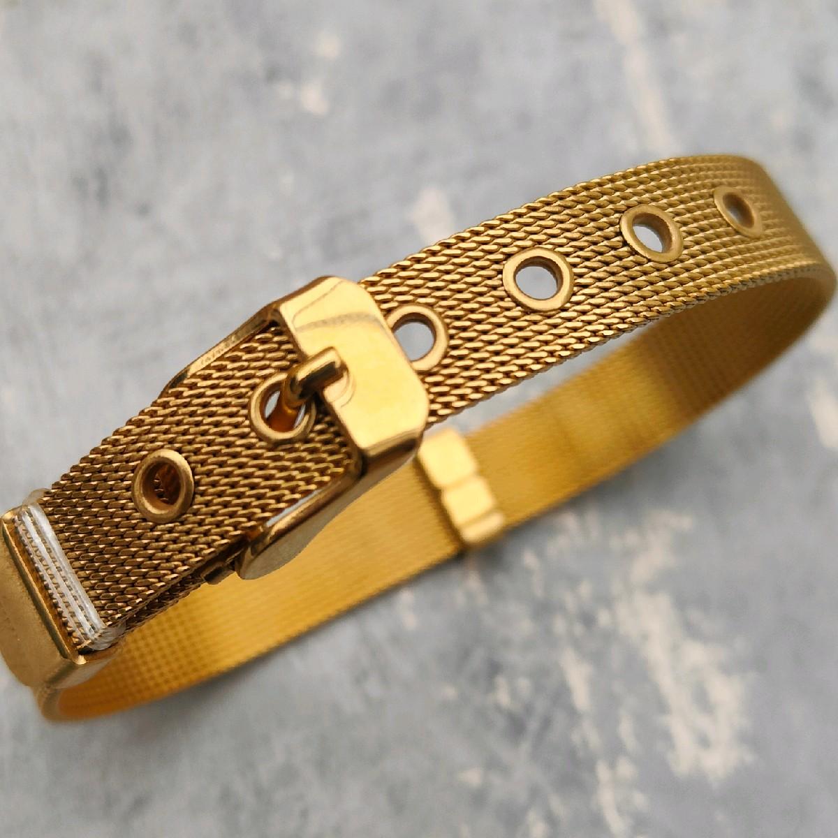 18K Gold Plated Adjustable Mesh Bracelet Stainless Steel
