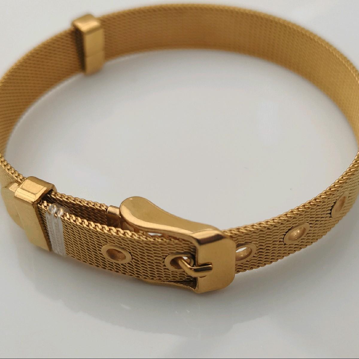 18K Gold Plated Adjustable Mesh Bracelet Stainless Steel