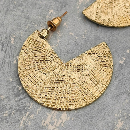 18k Gold Plated Abstract Engraved Earrings