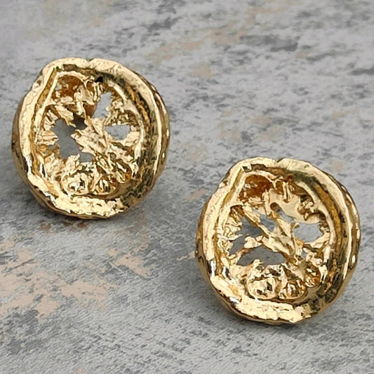 18K Gold Plated Abstract Stud Statement Earrings