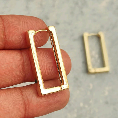 18K Gold Plated Rectangle Hoop Earrings