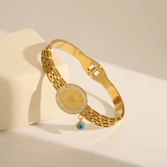 18K Gold Plated Coin Bangle Stainless Steel