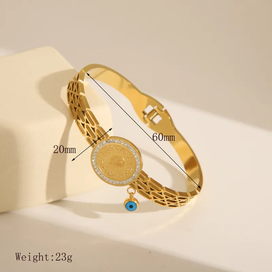 18K Gold Plated Coin Bangle Stainless Steel
