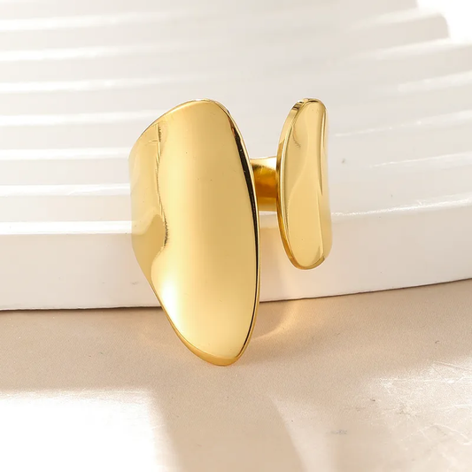 Abstract Statement Open Adjustable Ring 18K Gold Plated Stainless Steel