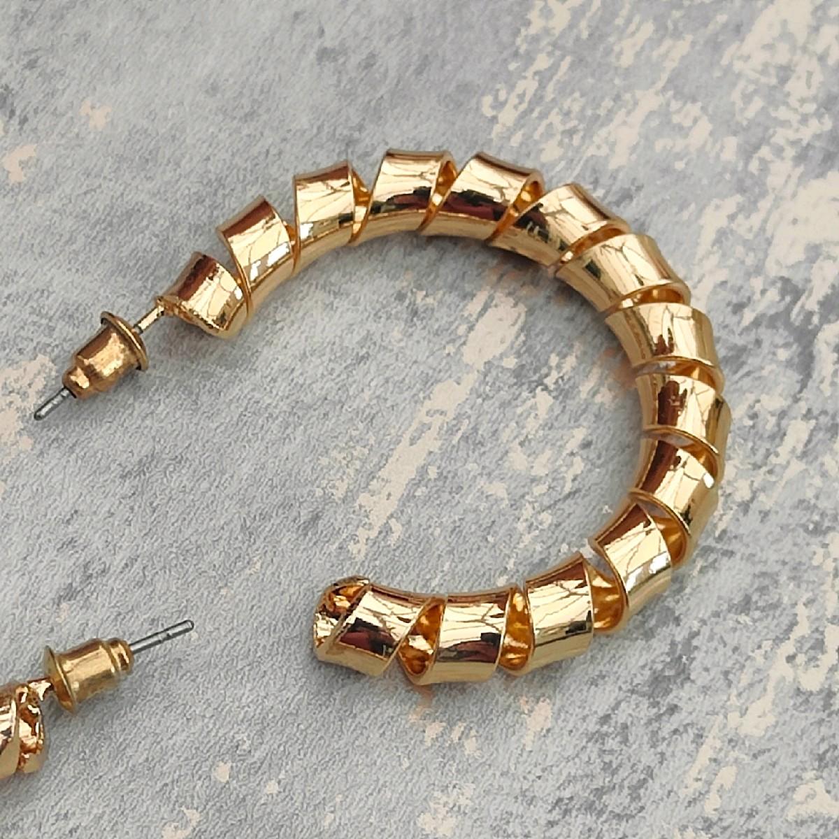 18K Gold Plated Spiral Hoop Earrings