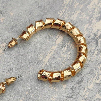 18K Gold Plated Spiral Hoop Earrings