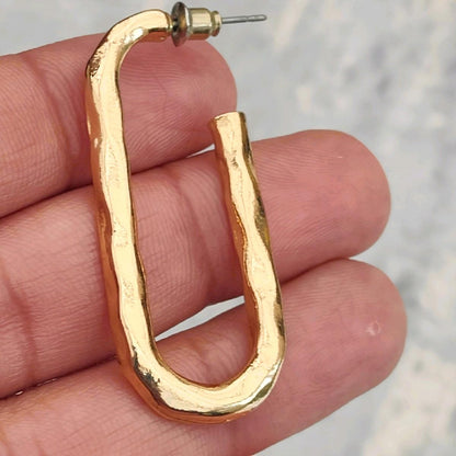 18K Gold Plated Long Hoop Earrings