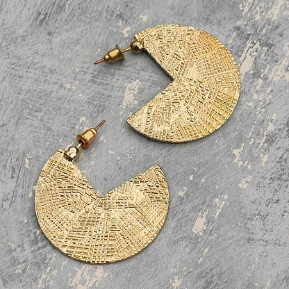 18k Gold Plated Abstract Engraved Earrings