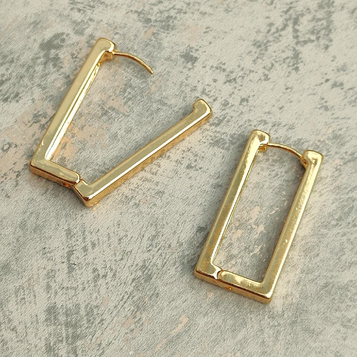 18K Gold Plated Rectangle Hoop Earrings