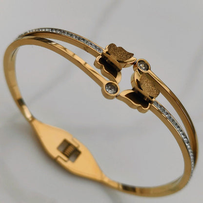 18k Gold Plated Butterfly Bangle