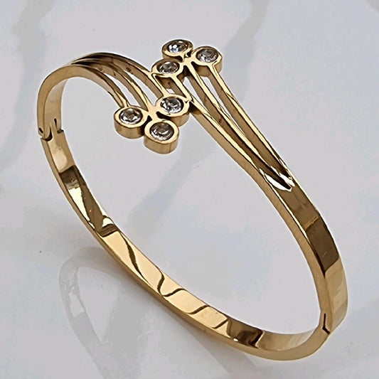 18k Gold Plated Elegant Zircon Bangle Stainless Steel