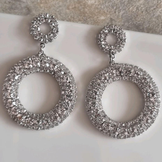 Sparkling Silver Plated Statement Earrings