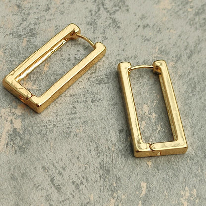 18K Gold Plated Rectangle Hoop Earrings