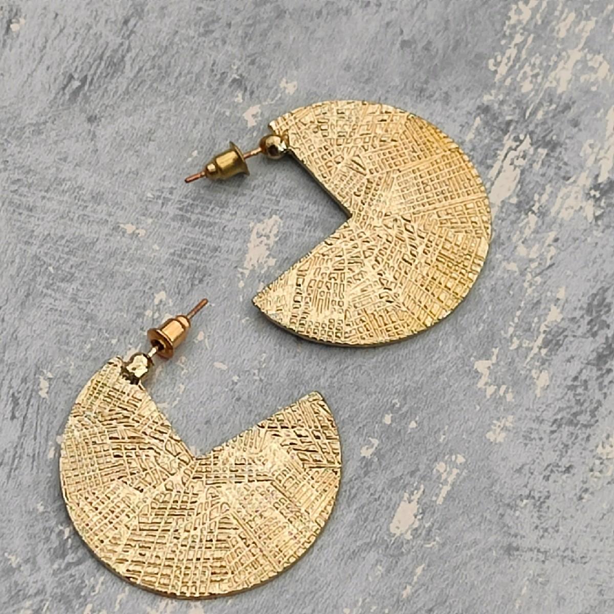 18k Gold Plated Abstract Engraved Earrings