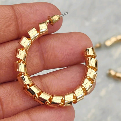 18K Gold Plated Spiral Hoop Earrings