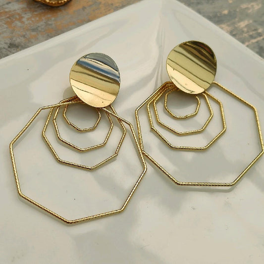 18k Gold Plated Hexagon Earrings