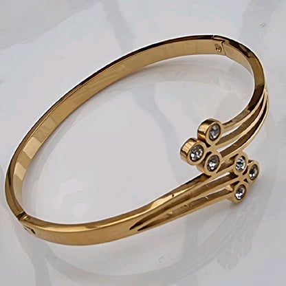 18k Gold Plated Elegant Zircon Bangle Stainless Steel