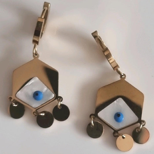 18k Gold Plated Evil Eye Huggie Hoop Earrings