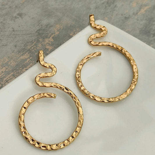 18k Gold  Plated Earrings Abstract Snake Earrings