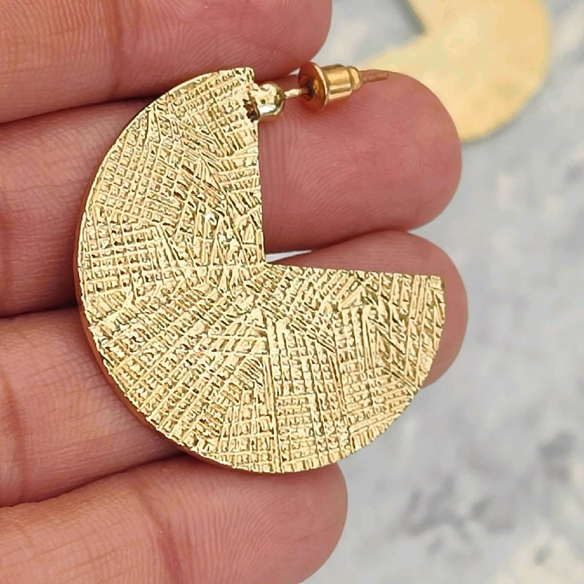 18k Gold Plated Abstract Engraved Earrings