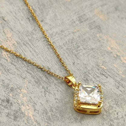 18K Plated Gold Necklace Pendant  with CZ Stone Pendant