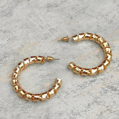 18K Gold Plated Spiral Hoop Earrings