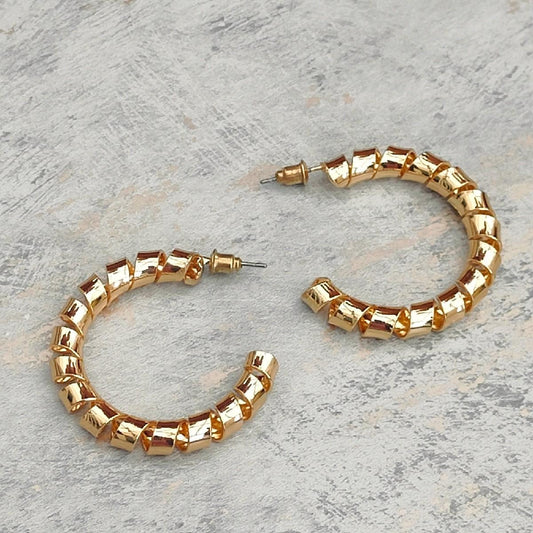 18K Gold Plated Spiral Hoop Earrings