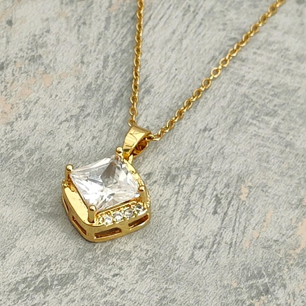 18K Plated Gold Necklace Pendant  with CZ Stone Pendant