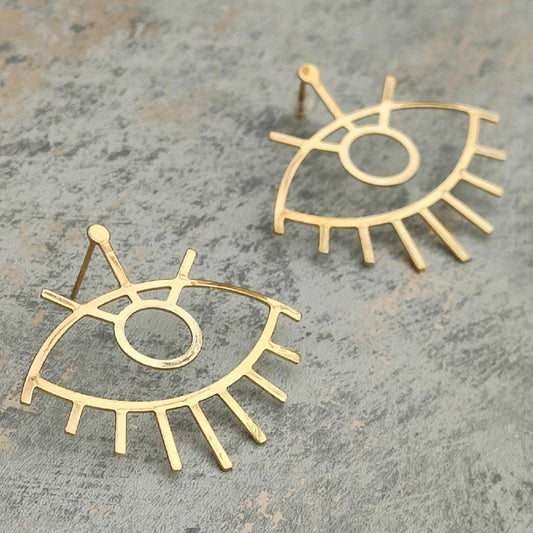 Funky Evil Eye 18K Gold Plated Earrings