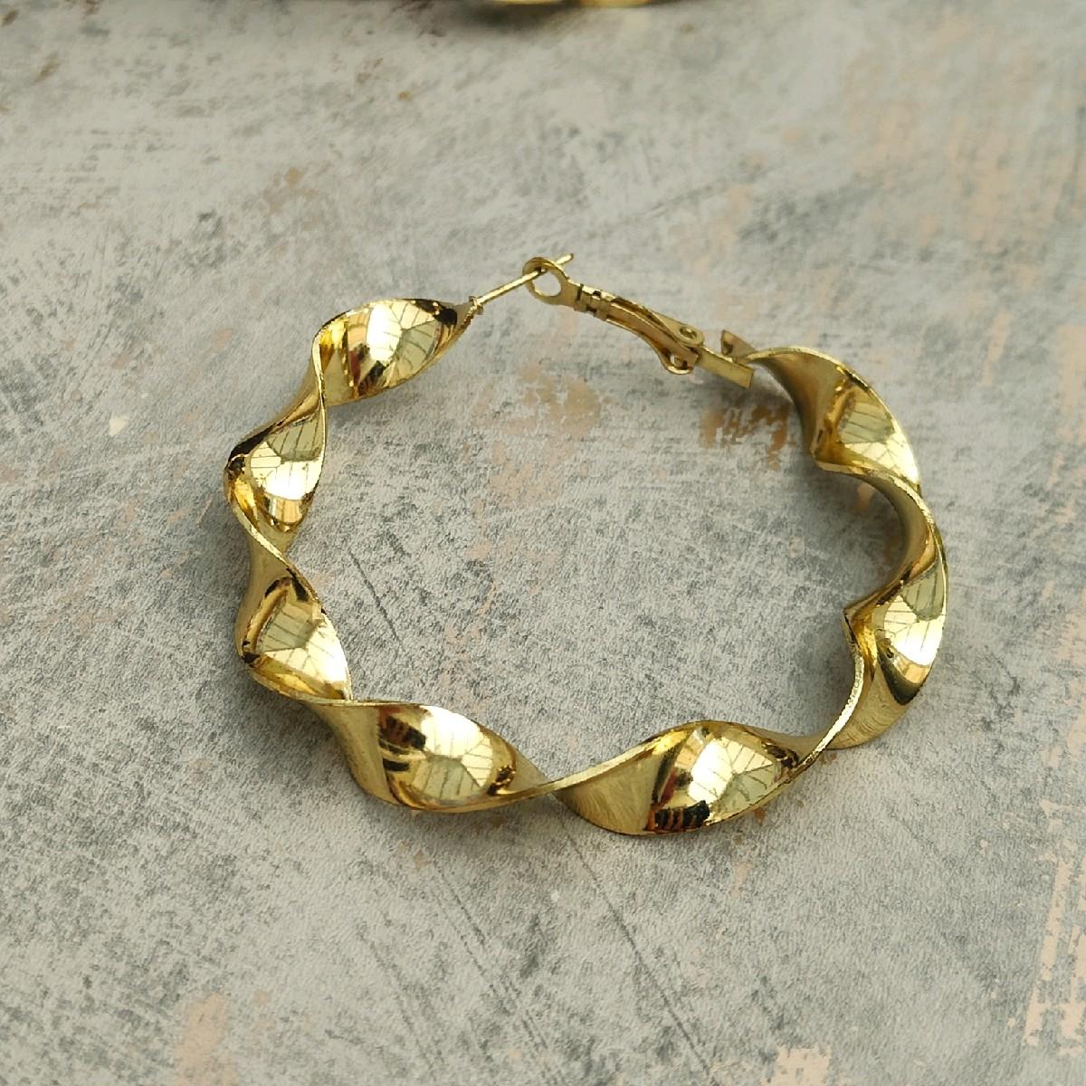 18K Gold Plated Twisted Big Hoop Earrings