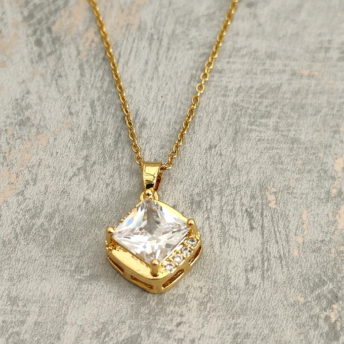 18K Plated Gold Necklace Pendant  with CZ Stone Pendant