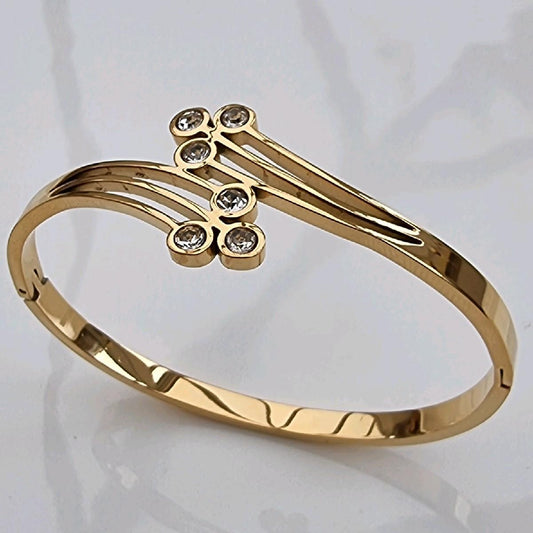 18k Gold Plated Elegant Zircon Bangle Stainless Steel