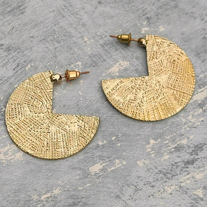 18k Gold Plated Abstract Engraved Earrings