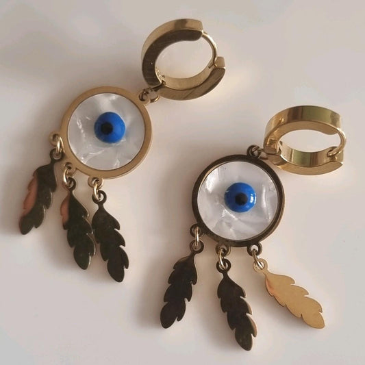 18k Gold Plated Evil Eye Huggie Hoop Earrings