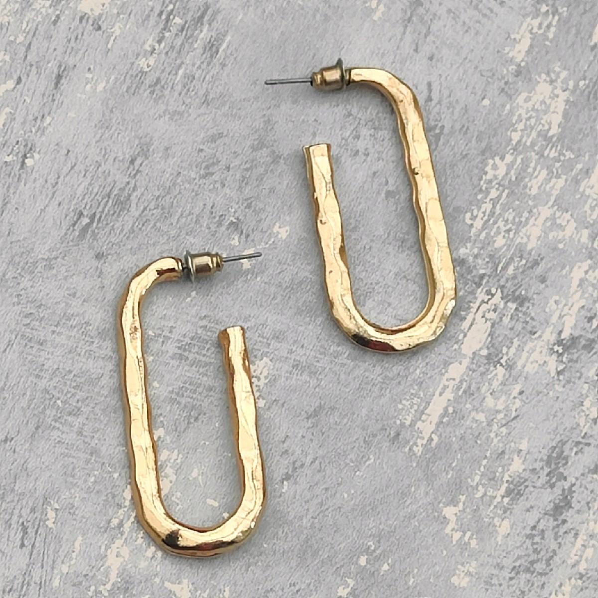 18K Gold Plated Long Hoop Earrings