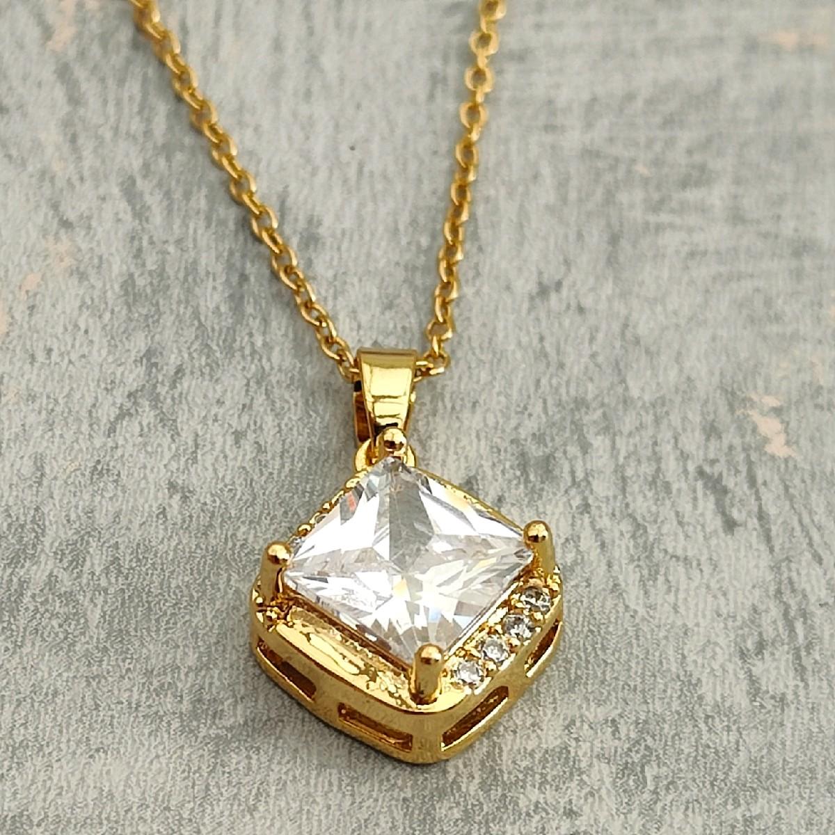 18K Plated Gold Necklace Pendant  with CZ Stone Pendant