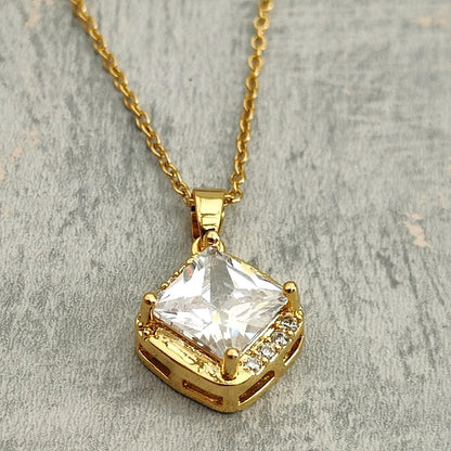 18K Plated Gold Necklace Pendant  with CZ Stone Pendant